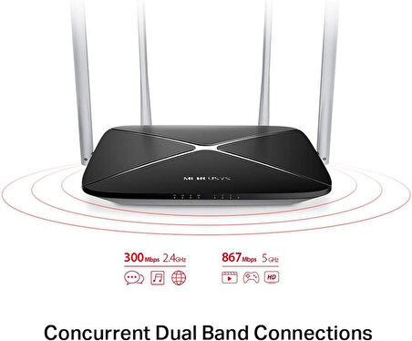 Mercusys AC12, AC1200 Mbps Kablosuz Dual-Band Router