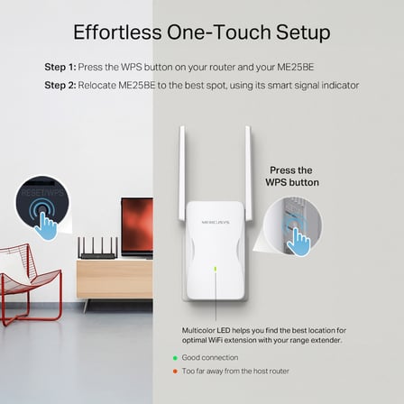 MERCUSYS ME25B BE3600 WIFI7 Menzil Genişletici Priz Tip 
