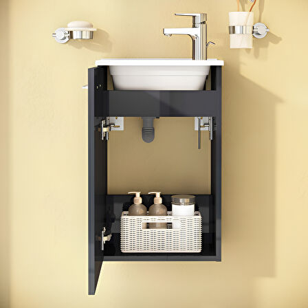 VitrA Mia 69582 Banyo Dolabı Seti Kapaklı 40 Cm Antrasit