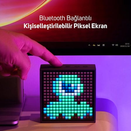 Divoom Timebox Evo Pixel Art Smart Siyah Bluetooth Hoparlör