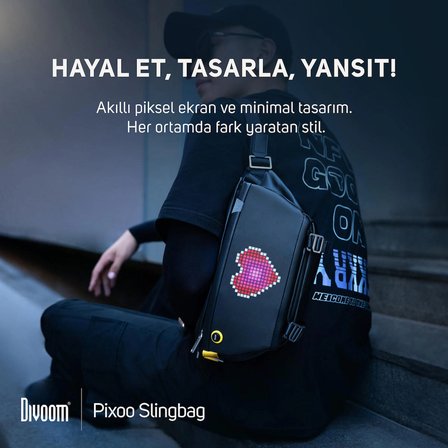 Divoom Pixoo Slingbag Siyah Ledli Bel Çantası