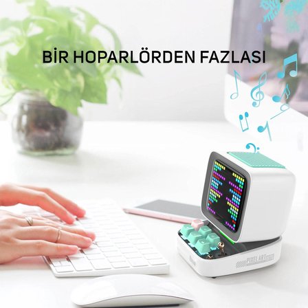 Divoom DitooPro Piksel Ekranlı Beyaz Bluetooth Hoparlör