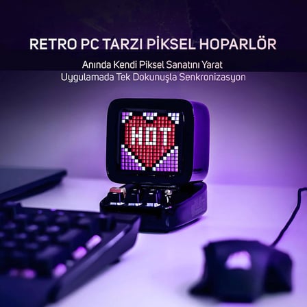 Divoom DitooPro Piksel Ekranlı Siyah Bluetooth Hoparlör