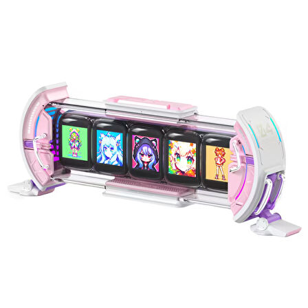 Divoom TimesGate 5 Ekranlı Rgb Işıklı Akıllı Dijital Saat Youtuber ve Oyuncu Dekor Resim Çerçevesi Pembe