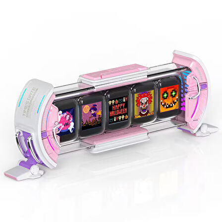 Divoom TimesGate 5 Ekranlı Rgb Işıklı Akıllı Dijital Saat Youtuber ve Oyuncu Dekor Resim Çerçevesi Pembe