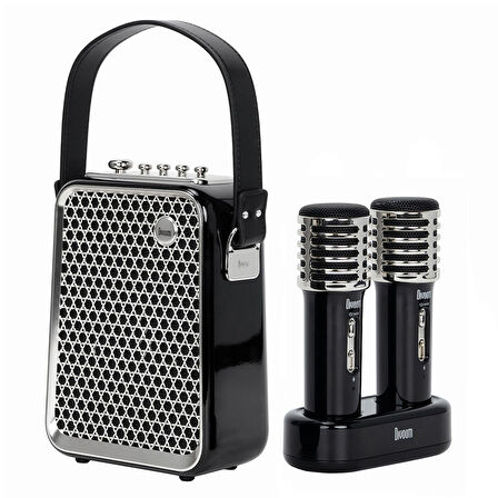 Divoom SongBird-HQ Siyah Çift Karaoke Mikrofonlu Bluetooth Hoparlör