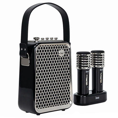 Divoom SongBird-HQ Siyah Çift Karaoke Mikrofonlu Bluetooth Hoparlör