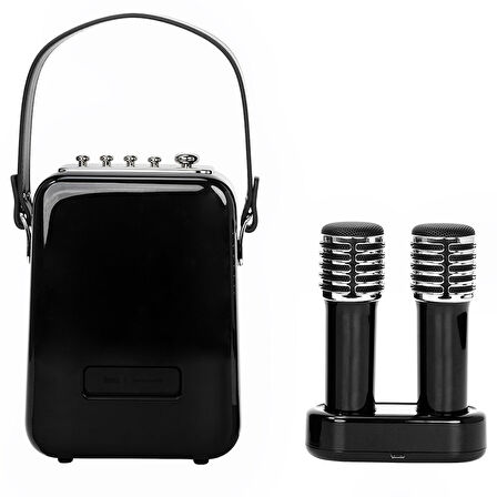 Divoom SongBird-HQ Siyah Çift Karaoke Mikrofonlu Bluetooth Hoparlör