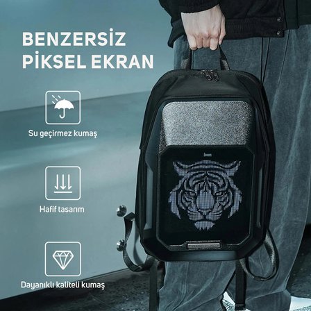 Divoom Pixoo Cyberbag Siyah Piksel Led Ekranlı Sırt Çantası