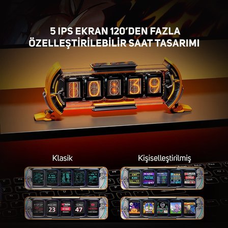 Divoom Times Gate 5 Ekranlı Rgb Işıklı Akıllı Dijital Saat, Dekor Resim Çerçevesi, Sarı