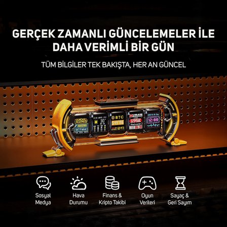 Divoom Times Gate 5 Ekranlı Rgb Işıklı Akıllı Dijital Saat, Dekor Resim Çerçevesi, Sarı