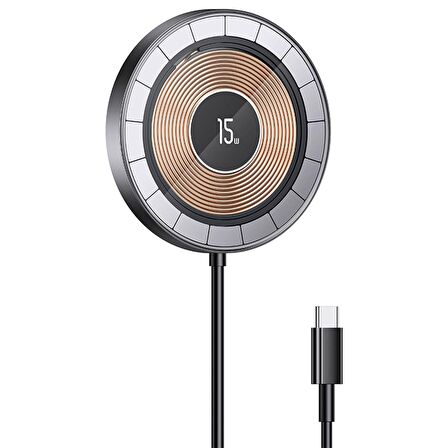 Usams US-CD183 15W TypeC Magsafe, IPhone Manyetik Şeffaf Görünümlü Kablosuz Şarj Cihazı