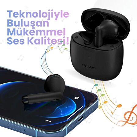 Usams USAMS-IA04 IOS/Android Uyumlu BT5.0 TWS Bluetooth Kulaklık-Siyah