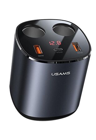 Usams US-CC151 Dijital Göstergeli 2x30w USB+1x65w PD+2x60w Çakmaklık 245w Araç Hızlı Şarj Organizeri