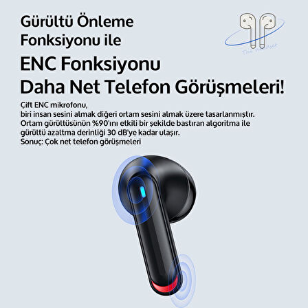 Usams NX10 Çift Mikrofonlu BT5.2 TWS Bluetooth Kulaklık-Siyah