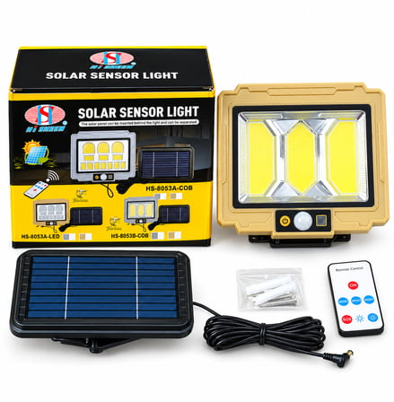 Solar Sensorlu Cob Led Sokak & Bahce Aydinlatma Projektoru – 2400 Mah, Kumandali, Su Gecirmez