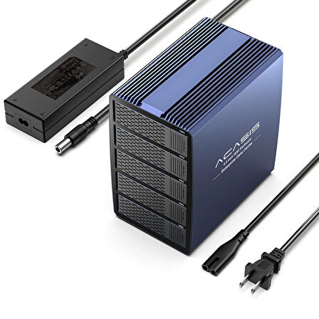 Acasis EC7355 - 5x 2.5/3.5 SATA HDD Takılabilen, 100TB Toplam Kapasite Desteği, 8 RAID Modu, 96W Güç Kaynağı, Dahili Turbo Fanlı RAID Disk İstasyonu (EC7355)