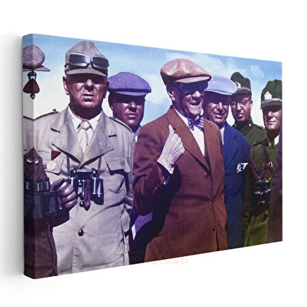 Atatürk ve Askeri İnceleme - Saha Gezisinde Kanvas Tablo