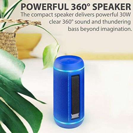 Promate Silox-Pro Bluetooth Hoparlör Suya Dayanıklı IPX6 True Wireless Stereo 30W USB AUX Memory Kart Girişi Mavi