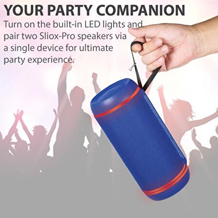 Promate Silox-Pro Bluetooth Hoparlör Suya Dayanıklı IPX6 True Wireless Stereo 30W USB AUX Memory Kart Girişi Mavi