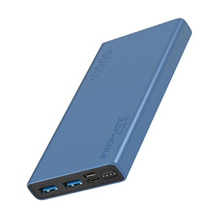 Promate Bolt-10 10000mAh Taşınabilir Hızlı Şarj Cihazı Powerbank Mavi