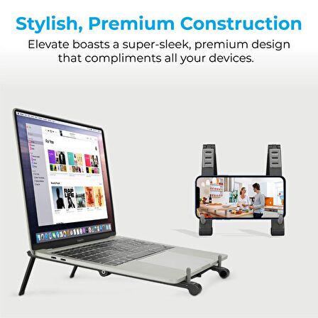 Promate Elevate Notebook Laptop Standı Ayarlanabilir Çok Açılı Origami Dizayn Siyah