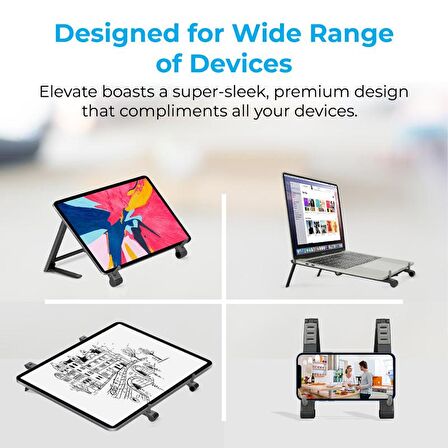 Promate Elevate Notebook Laptop Standı Ayarlanabilir Çok Açılı Origami Dizayn Siyah