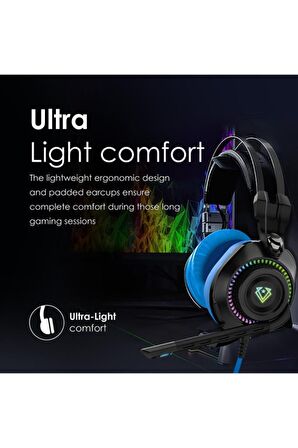 Promate Vertux Bogota Mikrofonlu Stereo RGB Gürültü Önleyicili Oyuncu Kulak Üstü Kablolu Kulaklık