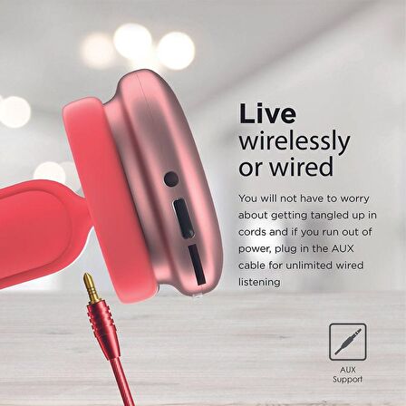 Promate AirBeat Bluetooth Kulaklık Yüksek Kaliteli Stereo Kablosuz Kulaküstü Kulaklık Kırmızı