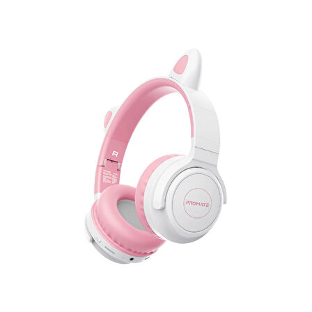 Promate Panda KidSafe Kawaii Tarzı Çocuk Kulak Üstü Bluetooth Kulaklık BubbleGum