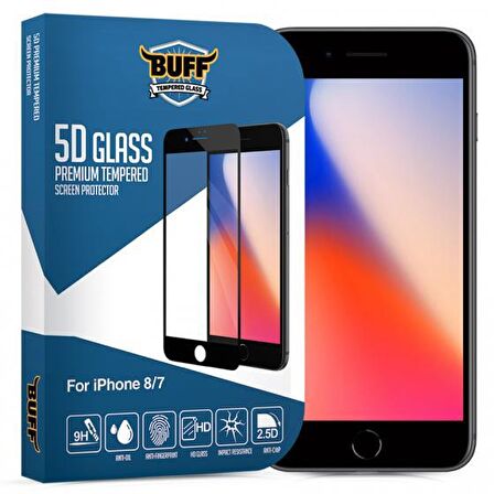 Buff iPhone 8 / 7 5D Glass Ekran Koruyucu White