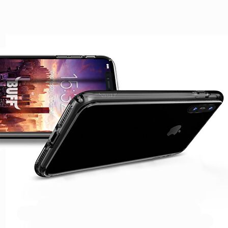 Buff iPhone X ile Uyumlu Air Hybrid Kılıf Smoke Black