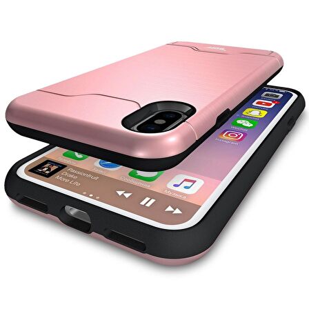 Buff iPhone Xs Max ile Uyumlu Slim Folder Rose Gold