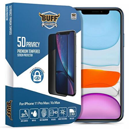 Buff iPhone 11 Pro Max/Xs Max 5D Privacy Ekran Koruyucu