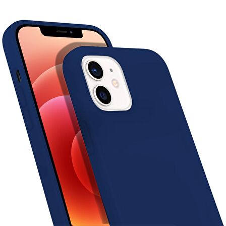 Buff iPhone 12 / 12 Pro ile Uyumlu Rubber S Kılıf Navy Blue