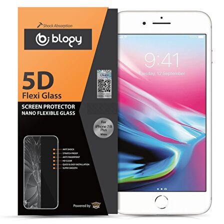 Buff Blogy iPhone 8 Plus / 7 Plus Flexi 5D Ekran Koruyucu White