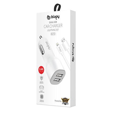 Blogy 3.4A Dual Usb Araç Şarj Seti Lightning