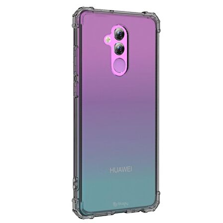 Blogy Mate 20 Lite ile Uyumlu Crystal Fit Kılıf Smoke Black
