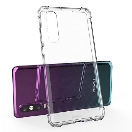 Blogy Huawei P30 Crystal ile Uyumlu Fit Kılıf Crystal Clear