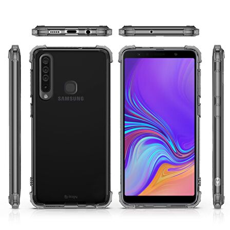 Blogy Galaxy A9 2018 ile Uyumlu Crystal Fit Kılıf Smoke Black