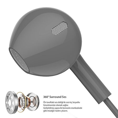 Blogy Mikrofonlu Kulaklık BR03 Dark Silver