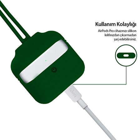 Blogy AirPods Pro ile Uyumlu Silikon Kılıf Forest Green