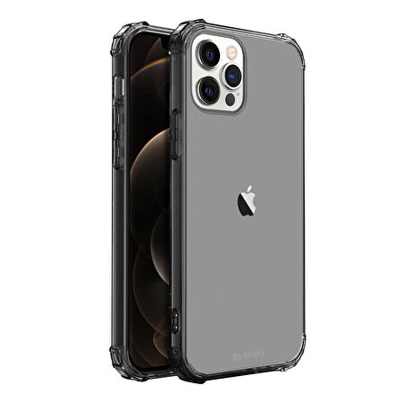 Blogy iPhone 12 Pro Max ile Uyumlu Crystal Fit Kılıf Smoke Black