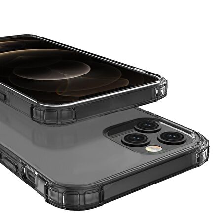 Blogy iPhone 12 Pro Max ile Uyumlu Crystal Fit Kılıf Smoke Black