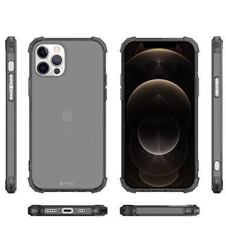 Blogy iPhone 12 Pro Max ile Uyumlu Crystal Fit Kılıf Smoke Black