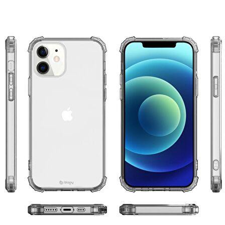 Blogy iPhone 12 Mini ile Uyumlu Crystal Fit Kılıf Crystal Clear