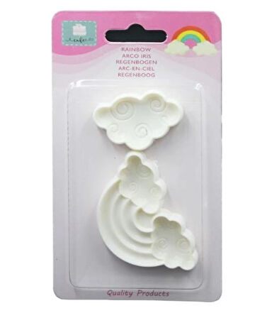 Şeker Hamuru Kalıbı Gökkuşağı Bulut Plastik Kesici 2 Li