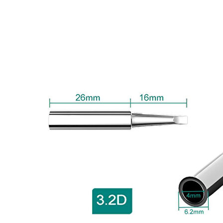 WellHise 900M-T-3.2D Isı Ayarlı Havyalar İçin Yedek Havya Ucu