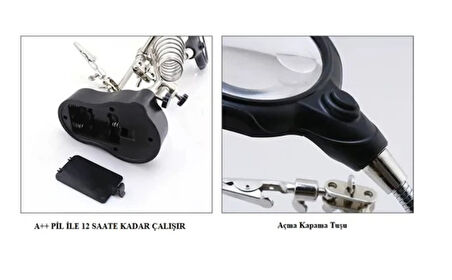 WellHise WH-801 Lehim Yardımcı Standı – Büyüteçli, Havya Yuvalı, Üçüncü El Aparatı