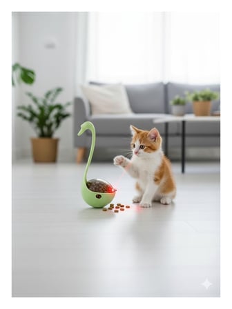 Patibon Kuğu Şeklinde Lazerli ve Mama Hazneli Hacıyatmaz Kedi Oyuncağı